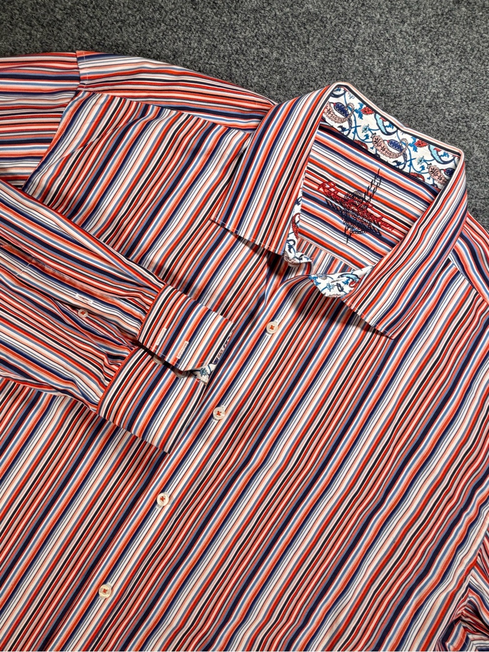 Robert Graham Men's Multi-Stripe Button-Up Shirt - Red / Blue 3XL